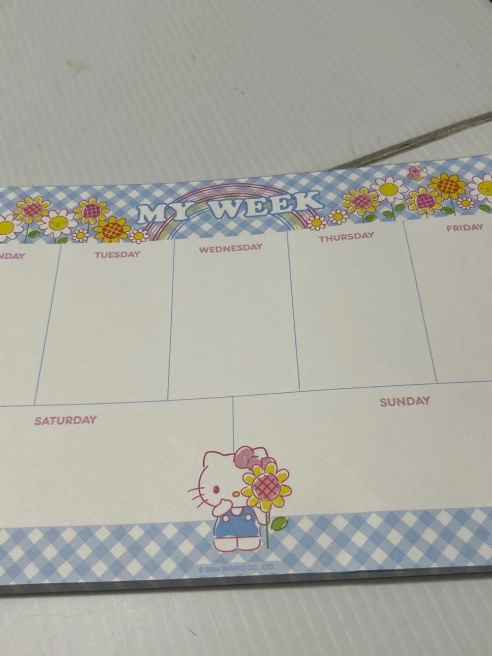 Hello Kitty Weekly Desk Planner Pad - Pink, Blue, Yellowy